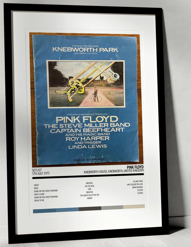 Pink Floyd Wish You Were Here Knebworth House Knebworth 5th July 1975 - Setlist Tour Poster - Setlist