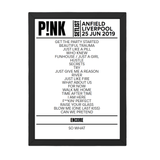 P!nk Liverpool June 2019 Replica Setlist - Setlist