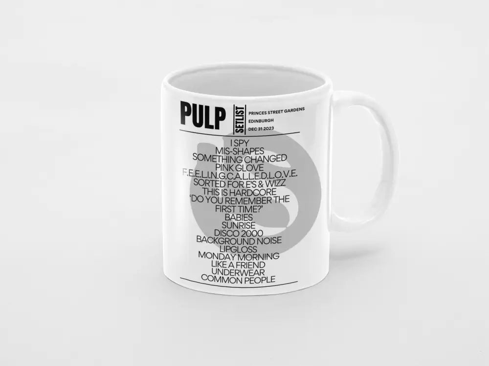 Pulp Edinburgh Hogmanay 2023 Setlist Mug - Setlist