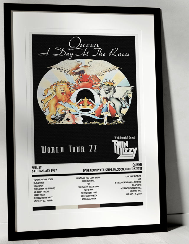 Queen A Day At the Races Dane County Coliseum Madison 14th January 1977 - Setlist Tour Poster - Setlist