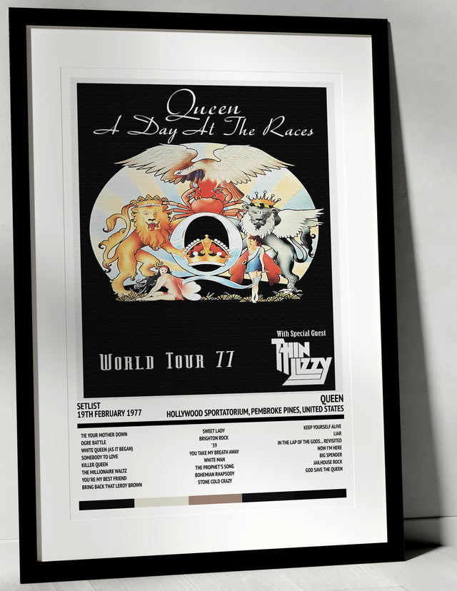 Queen A Day At the Races Hollywood Sportatorium Pembroke Pines 19th February 1977 - Setlist Tour Poster - Setlist