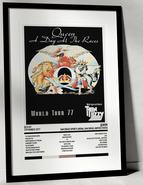 Queen A Day At the Races San Diego Sports Arena San Diego 5th March 1977 - Setlist Tour Poster - Setlist