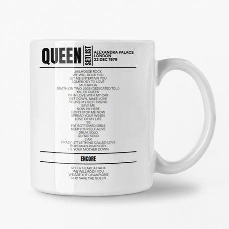 Queen Alexandra Palace 22 December 1979 Setlist Mug - Setlist