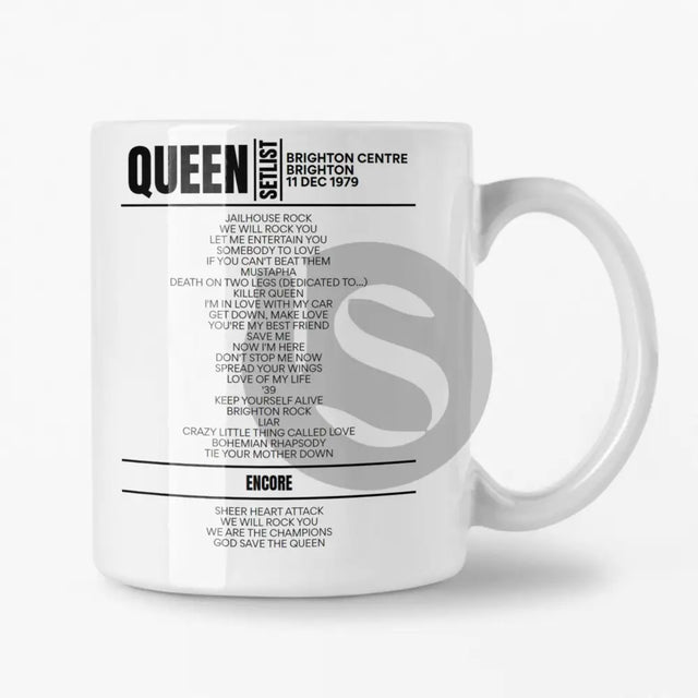 Queen Brighton Centre 11 December 1979 Setlist Mug - Setlist