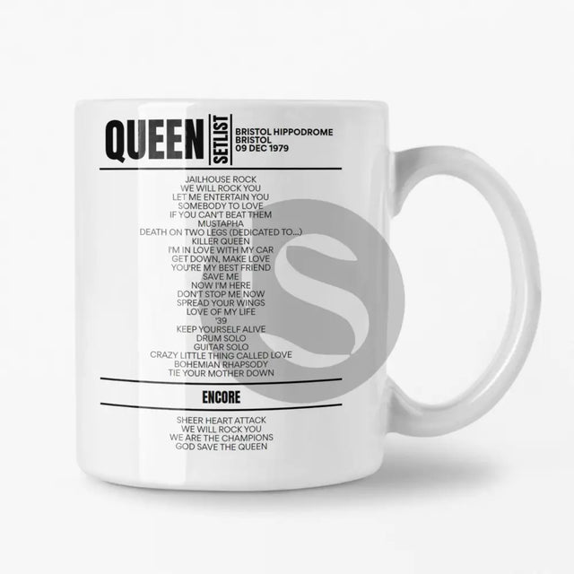 Queen Bristol Hippodrome 9th December 1979 Setlist Mug - Setlist