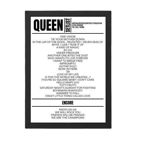 Queen Cologne July 1982 Replica Setlist - Setlist