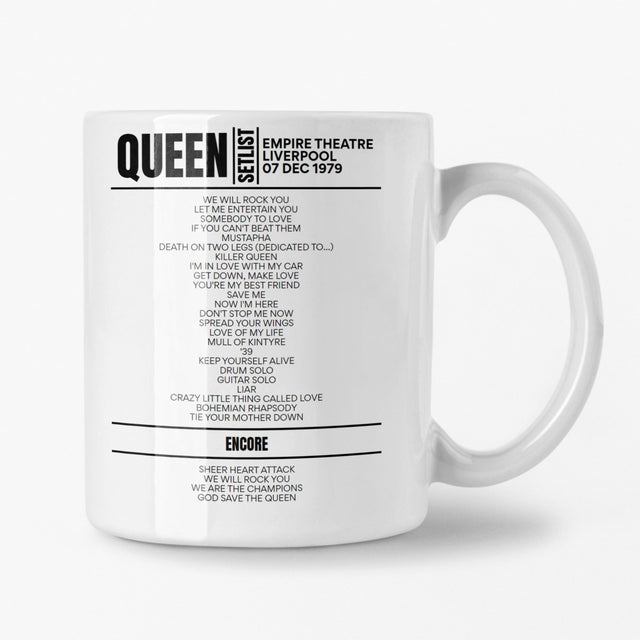 Queen Empire Theatre Liverpool 7 December 1979 Setlist Mug - Setlist