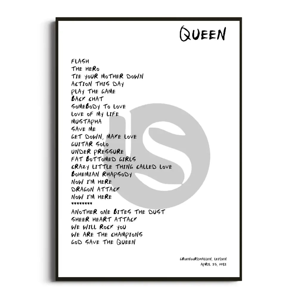 Queen Hot Space Tour Posters - Setlist