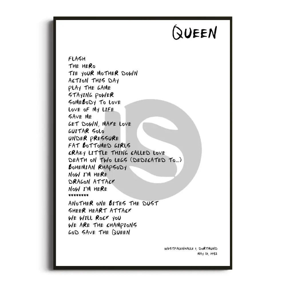 Queen Hot Space Tour Posters - Setlist