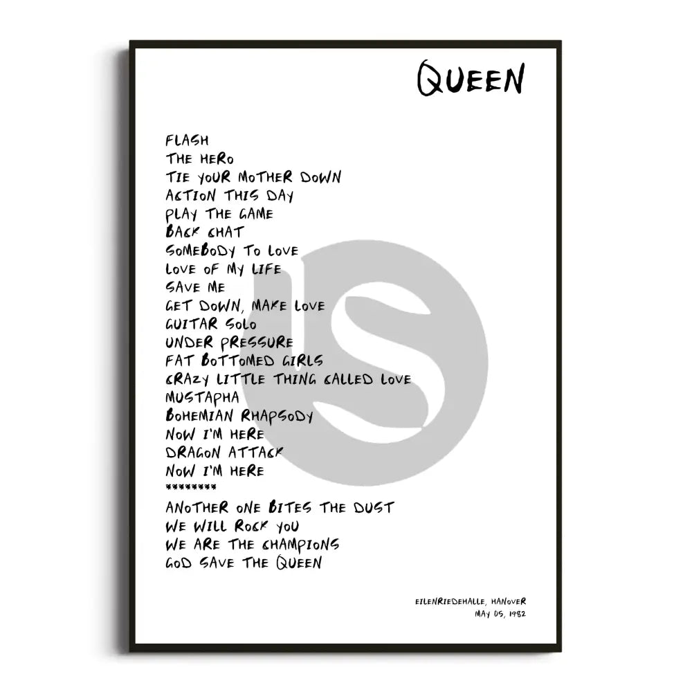 Queen Hot Space Tour Posters - Setlist