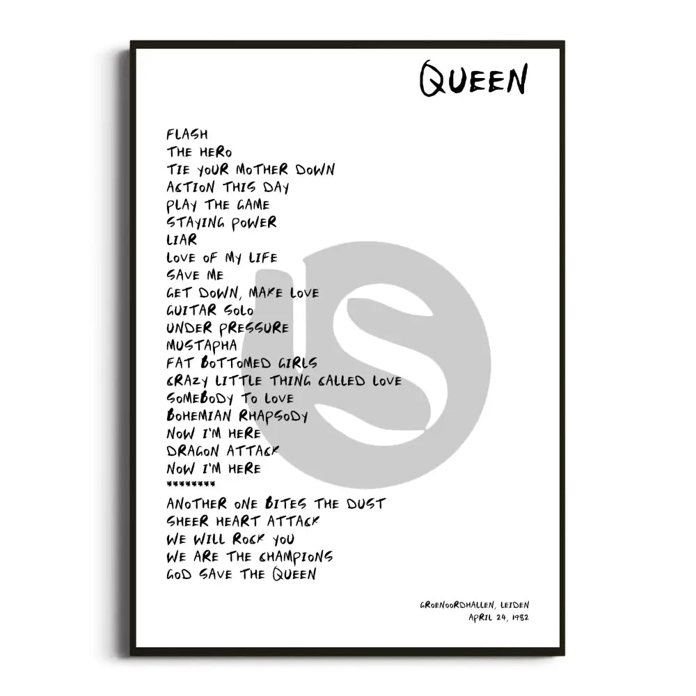 Queen Hot Space Tour Posters - Setlist