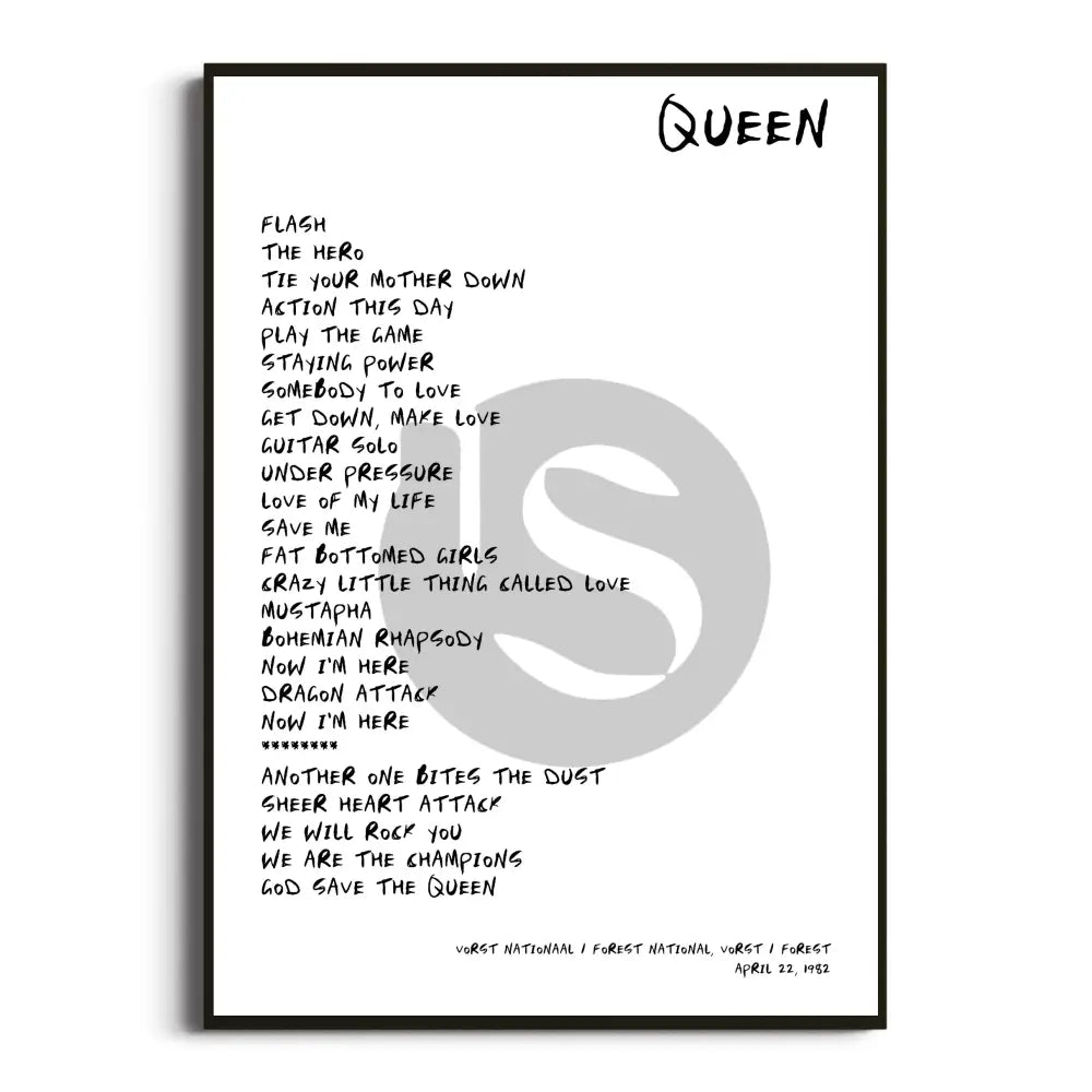 Queen Hot Space Tour Posters - Setlist