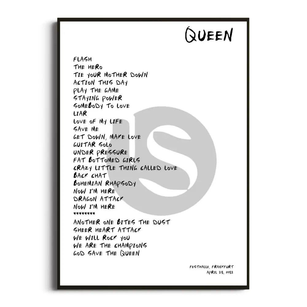 Queen Hot Space Tour Posters - Setlist