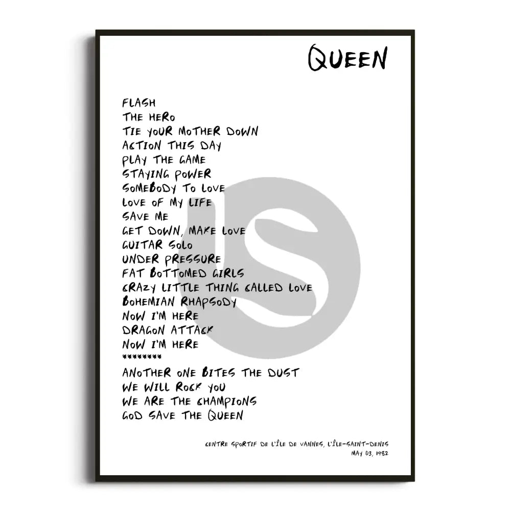 Queen Hot Space Tour Posters - Setlist