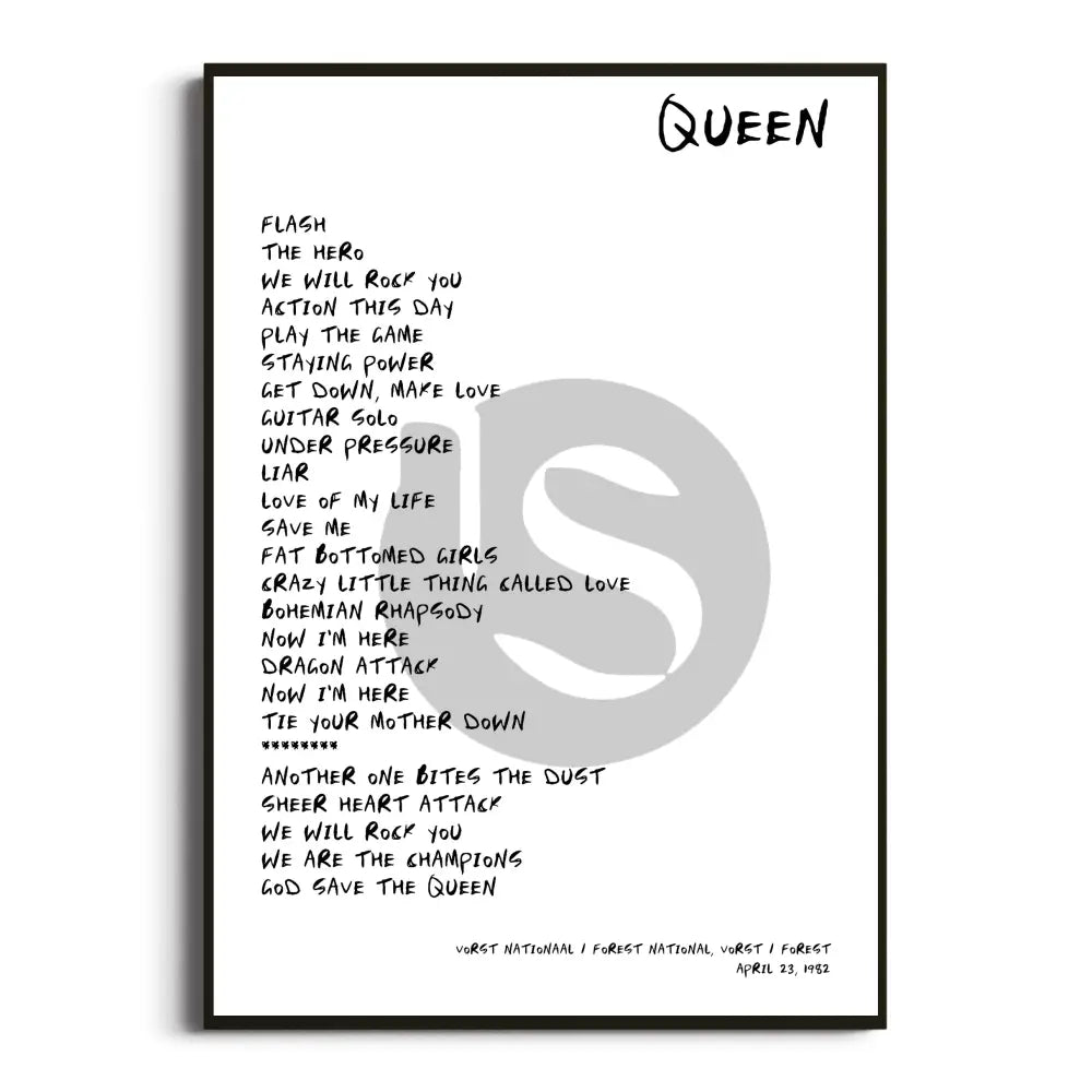 Queen Hot Space Tour Posters - Setlist