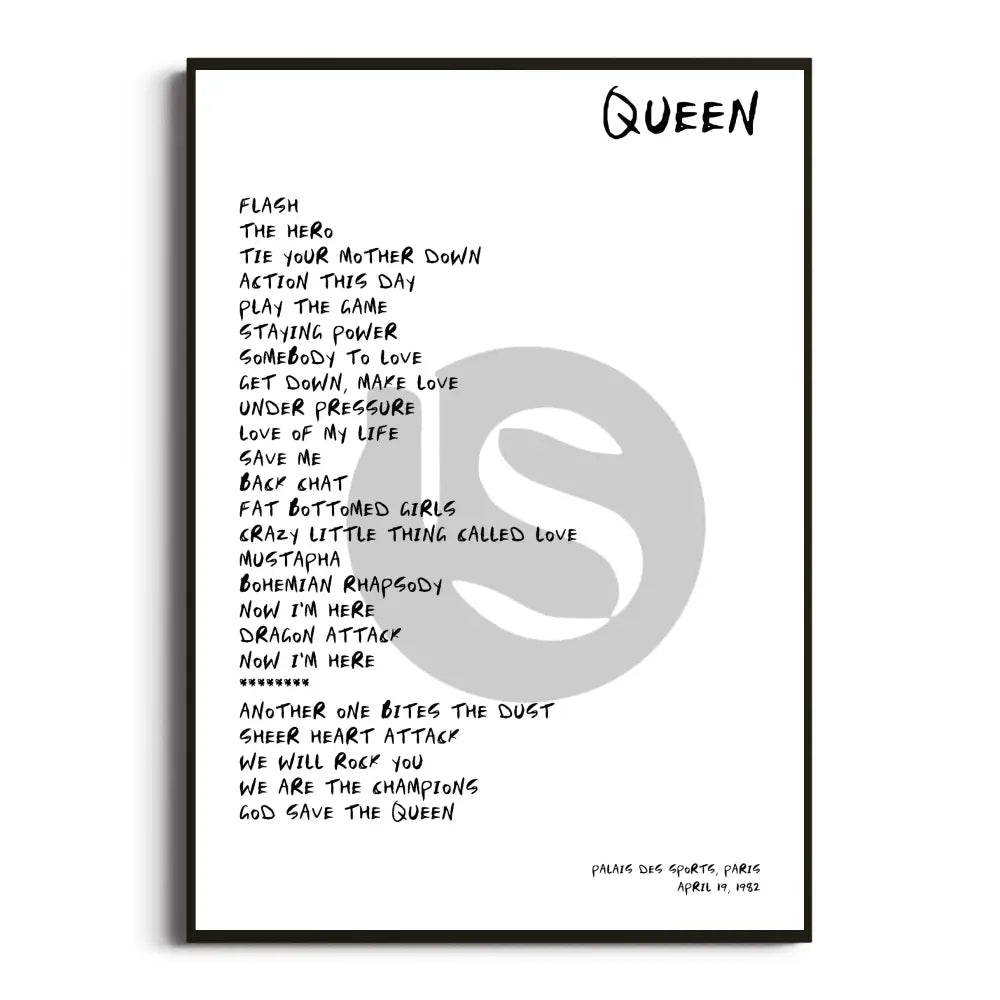 Queen Hot Space Tour Posters - Setlist