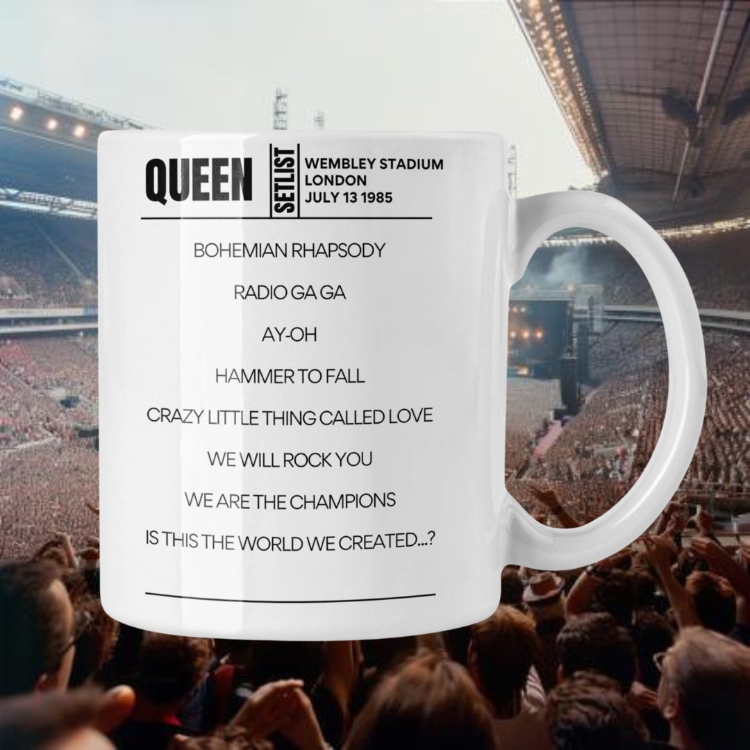 Queen Live Aid Wembley Stadium July 13 1985 Setlist Mug - Setlist