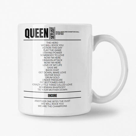 Queen Royal Highland Edinburgh 1st June 1982 Setlist Mug - Setlist