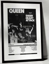 Queen Sheer Heart Attack Kyuuden Kinen Taiikukan Fukuoka 25th April 1975 - Setlist Tour Poster - Setlist