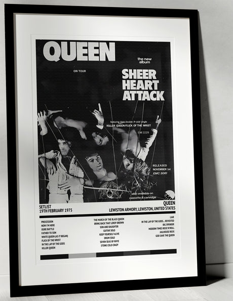 Queen Sheer Heart Attack Lewiston Armory Lewiston 19th February 1975 - Setlist Tour Poster - Setlist