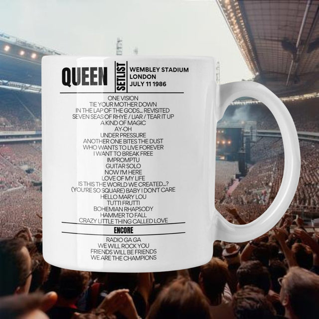 Queen Wembley Stadium July 11 1986 Setlist Mug - Setlist