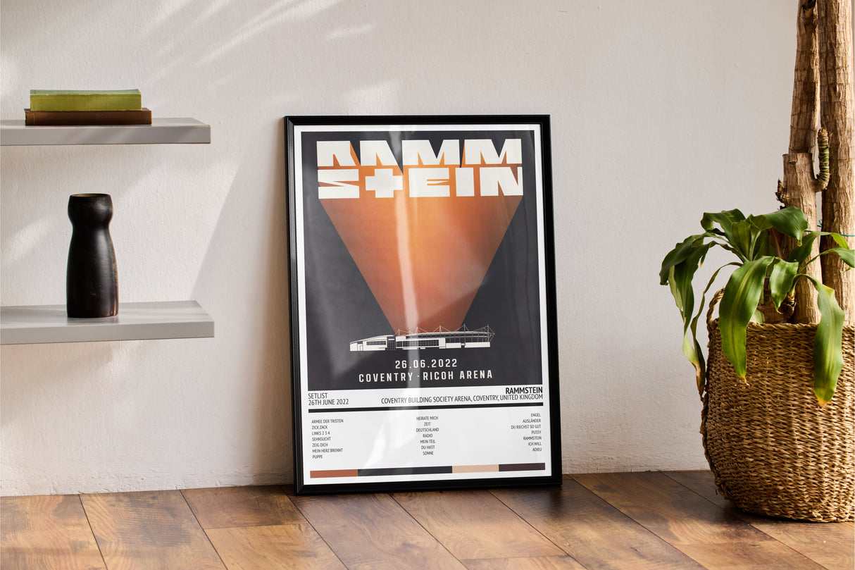 Rammstein Stadium Tour Coventry Building Society Arena Coventry 26th June 2022 - Setlist Tour Poster - Setlist