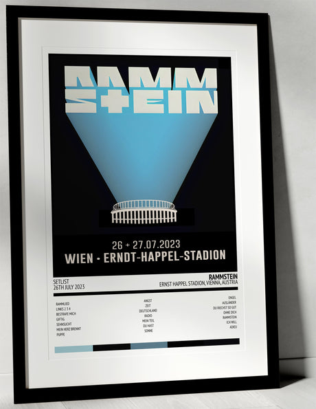 Rammstein Stadium Tour Ernst Happel Stadion Vienna 26th July 2023 - Setlist Tour Poster - Setlist