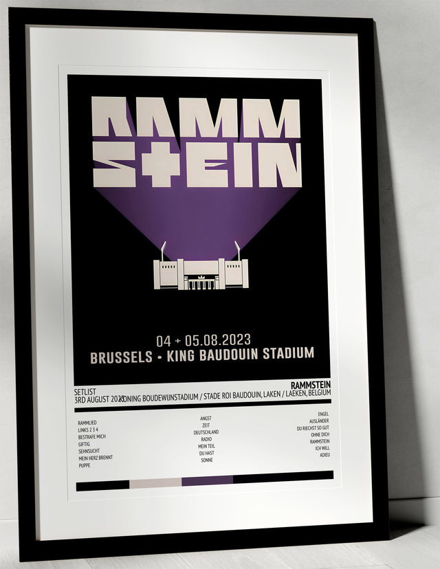 Rammstein Stadium Tour Koning Boudewijnstadium / Stade Roi Baudouin Laken / Laeken 3rd August 2023 - Setlist Tour Poster - Setlist