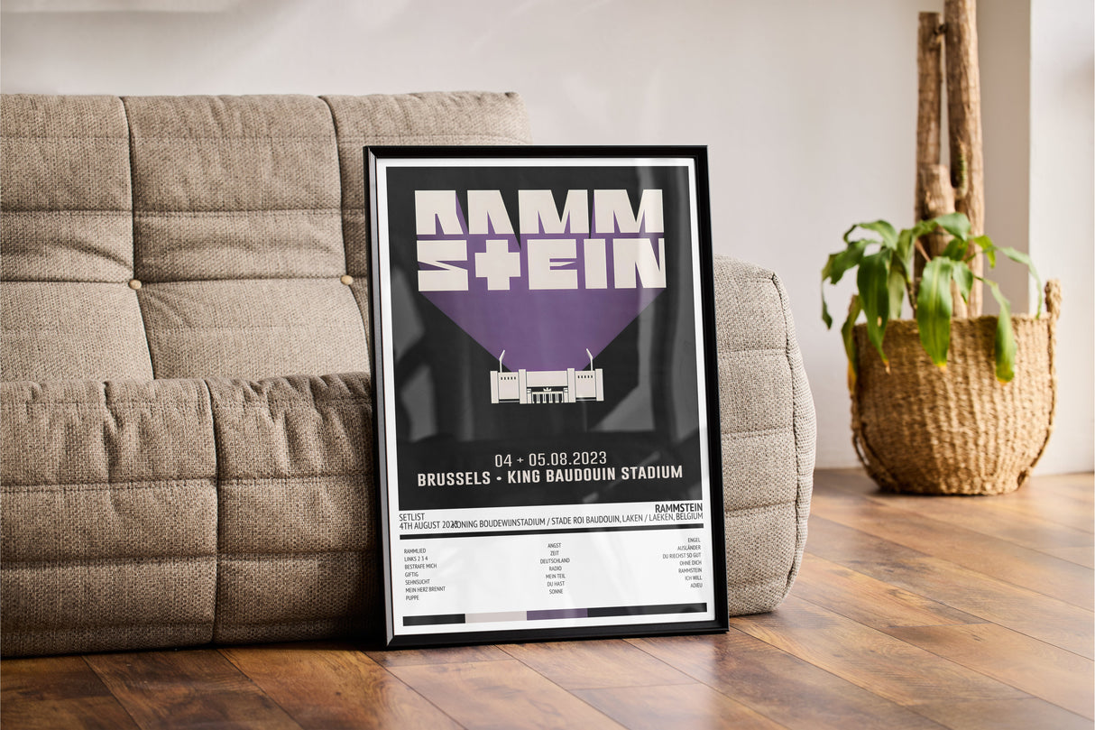 Rammstein Stadium Tour Koning Boudewijnstadium / Stade Roi Baudouin Laken / Laeken 4th August 2023 - Setlist Tour Poster - Setlist