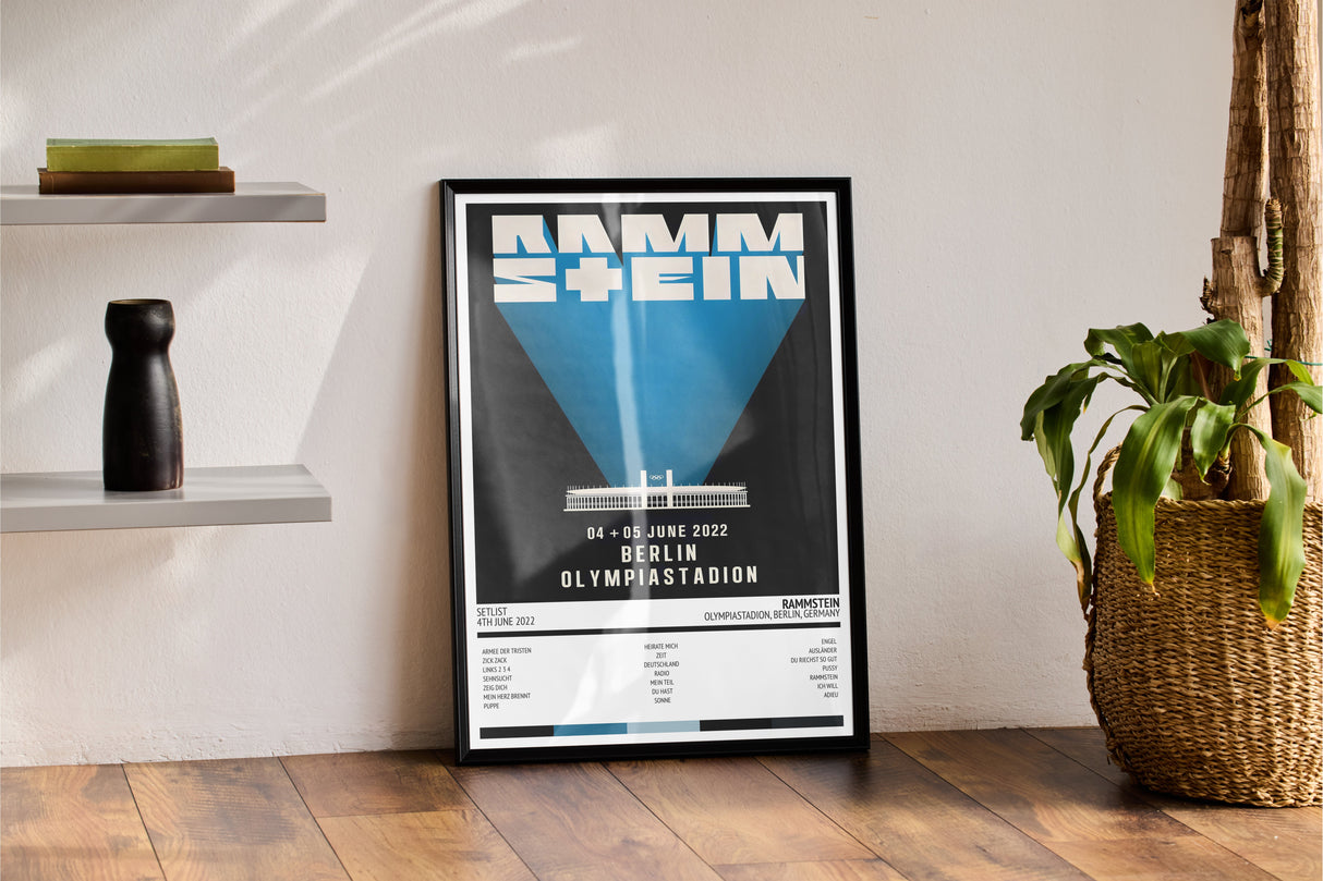 Rammstein Stadium Tour Olympiastadion Berlin 4th June 2022 - Setlist Tour Poster - Setlist