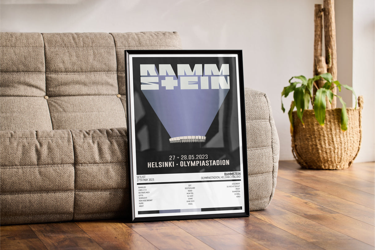 Rammstein Stadium Tour Olympiastadion Helsinki 27th May 2023 - Setlist Tour Poster - Setlist