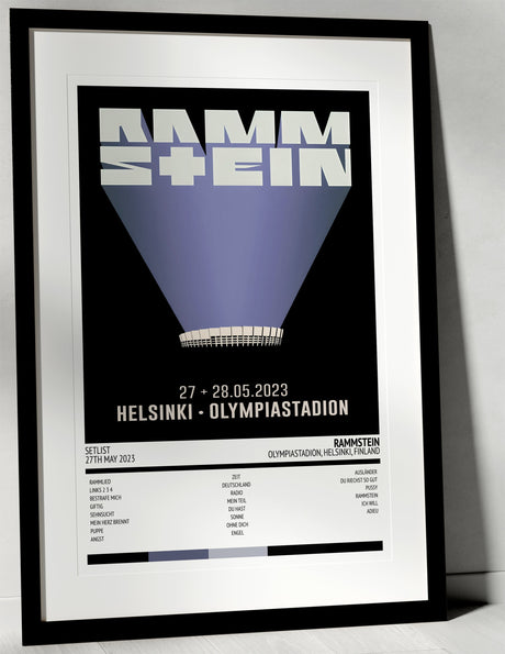 Rammstein Stadium Tour Olympiastadion Helsinki 27th May 2023 - Setlist Tour Poster - Setlist