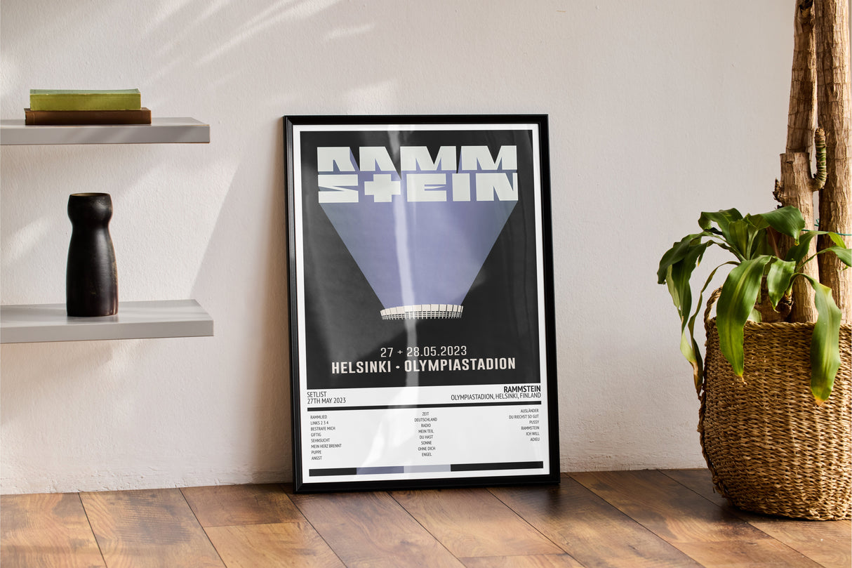 Rammstein Stadium Tour Olympiastadion Helsinki 27th May 2023 - Setlist Tour Poster - Setlist