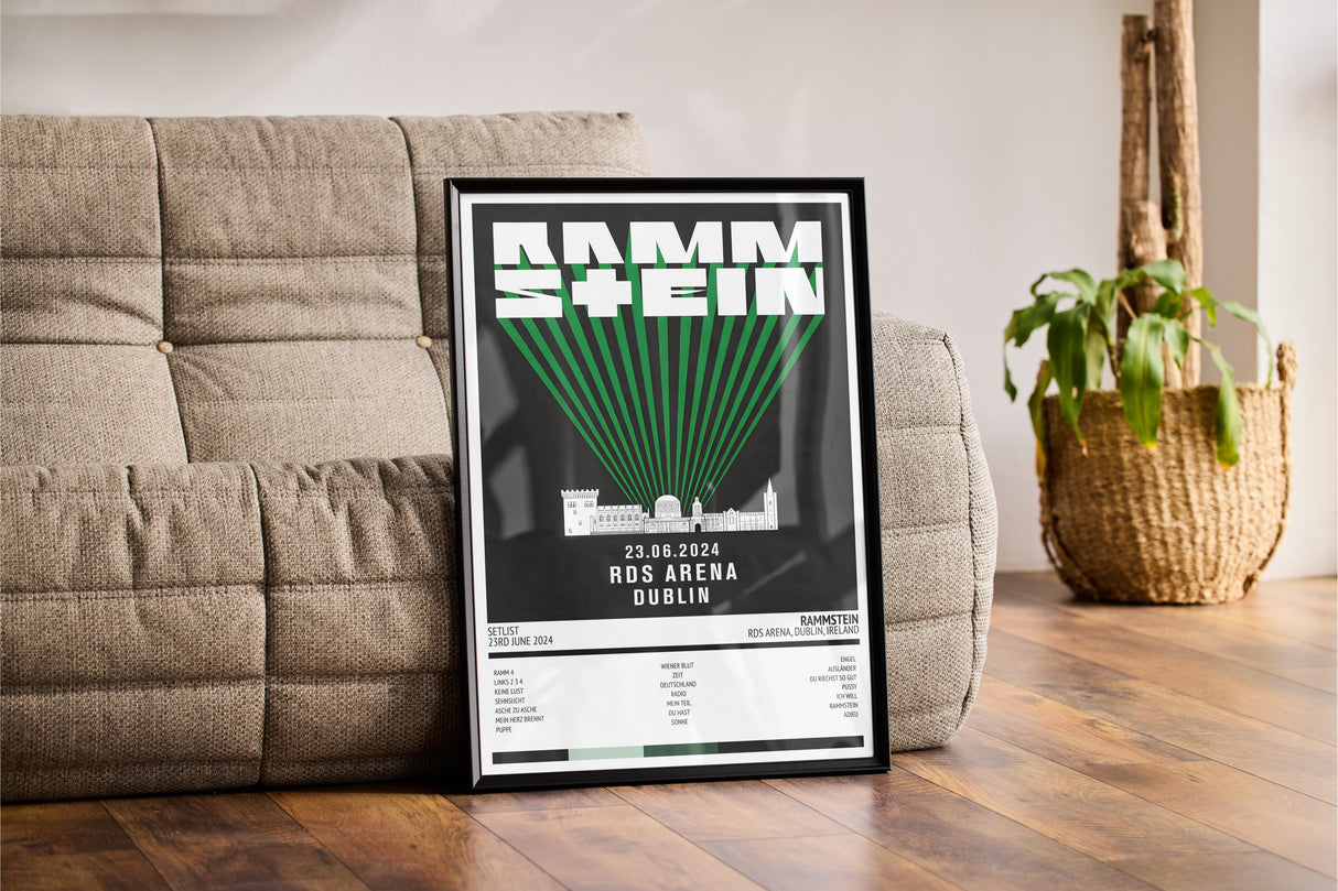 Rammstein Stadium Tour RDS Arena Dublin 23rd June 2024 - Setlist Tour Poster - Setlist