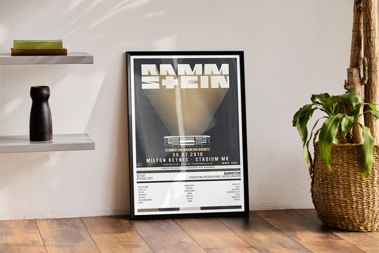 Rammstein Stadium Tour Stadium MK Milton Keynes 6th July 2019 - Setlist Tour Poster - Setlist