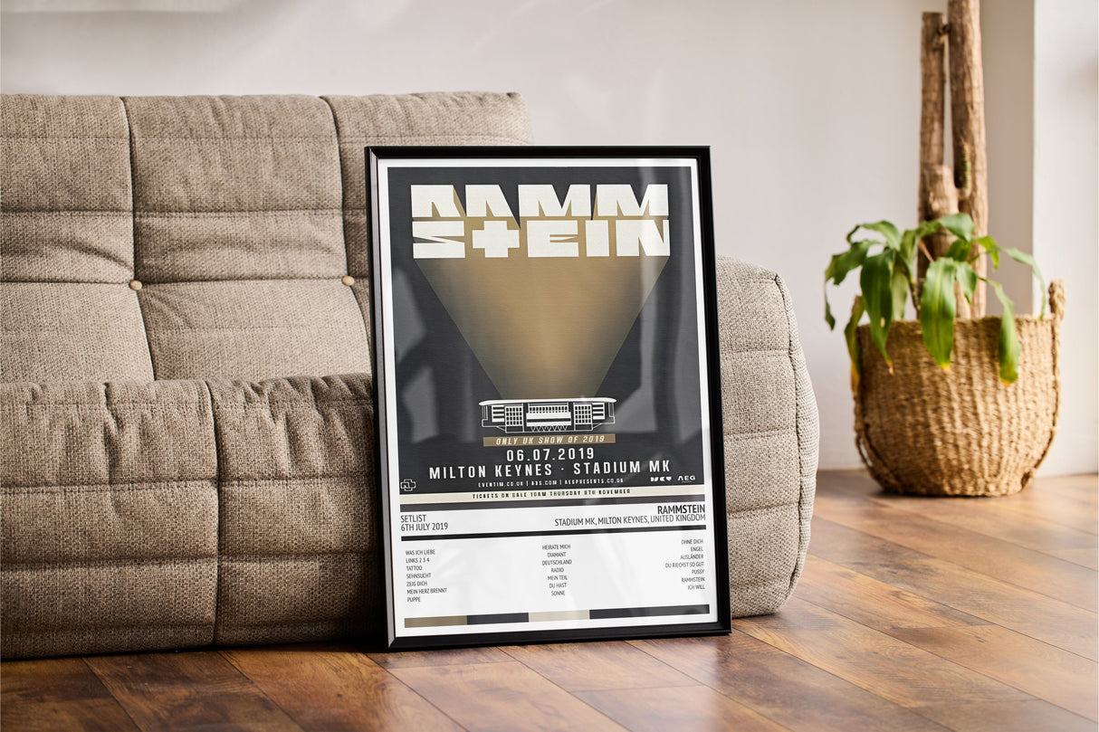 Rammstein Stadium Tour Stadium MK Milton Keynes 6th July 2019 - Setlist Tour Poster - Setlist