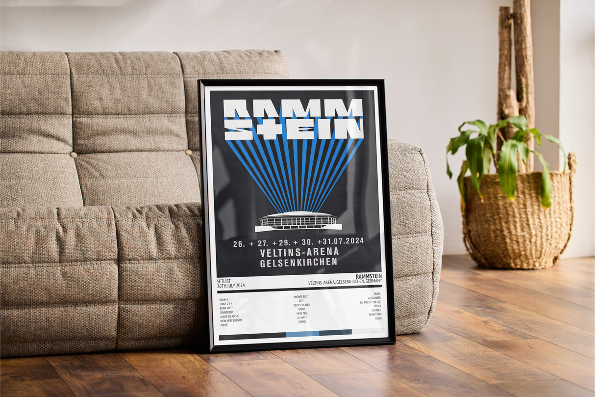 Rammstein Stadium Tour Veltins - Arena Gelsenkirchen 26th July 2024 - Setlist Tour Poster - Setlist