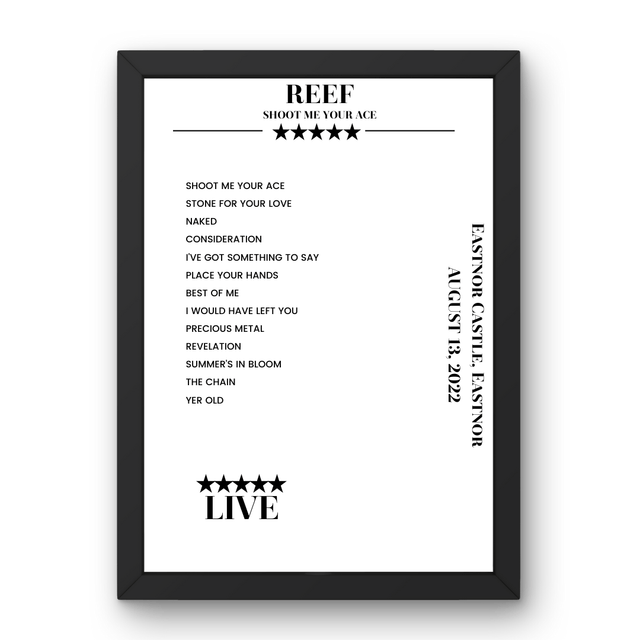 Reef August 13, 2022 Eastnor Castle Eastnor Setlist Poster - Setlist