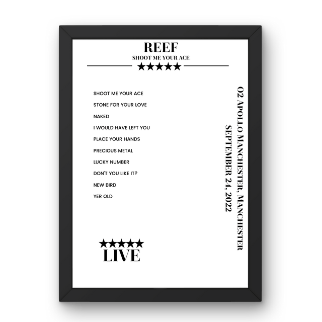 Reef September 24, 2022 O2 Apollo Manchester Manchester Setlist Poster - Setlist