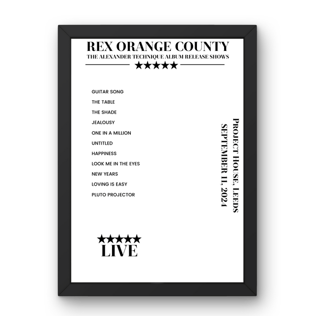 Rex Orange County Project House Leeds 11 September 2024 Setlist Poster - Setlist