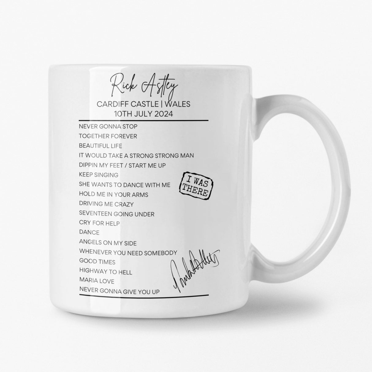 Rick Astley Cardiff July 2024 Setlist Mug - Setlist