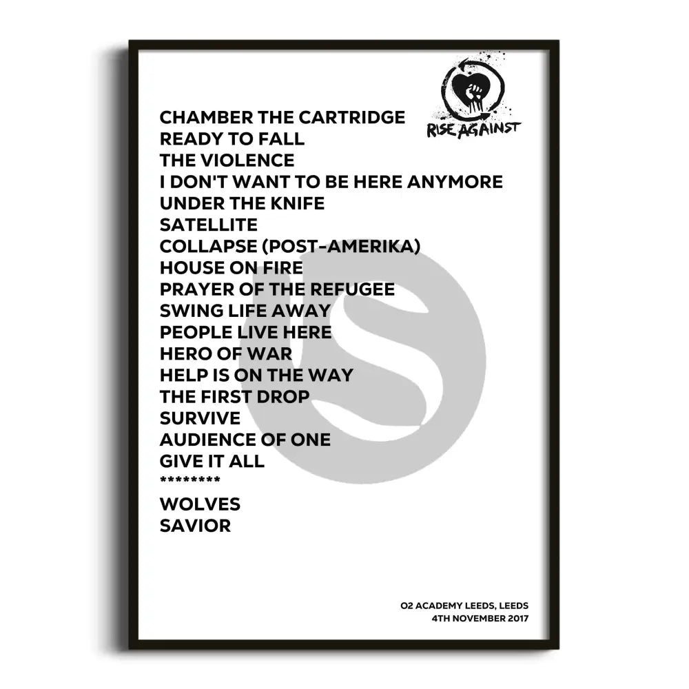 Rise Against Leeds 4th November 2017 - Gig Setlist - Setlist