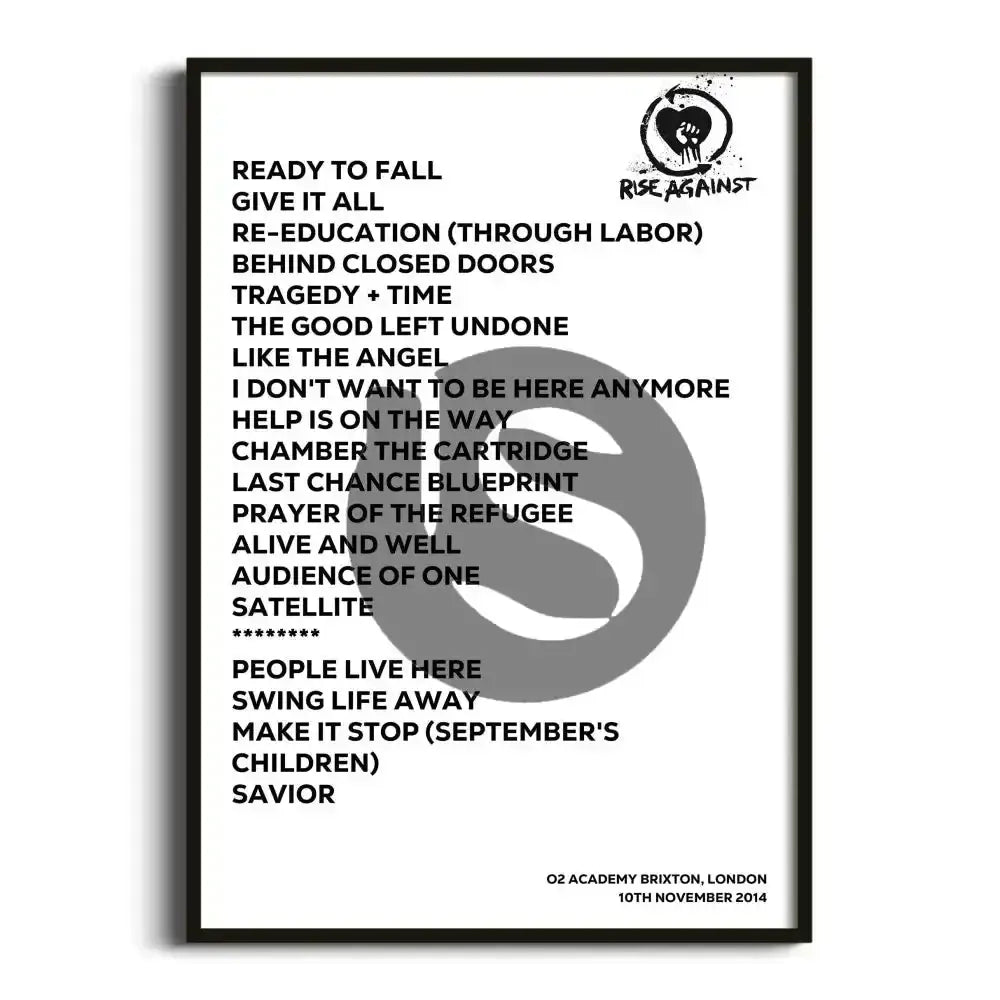 Rise Against London 10th November 2014 - Gig Setlist - Setlist