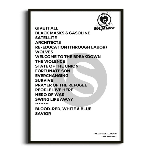 Rise Against London 2nd June 2017 - Gig Setlist - Setlist