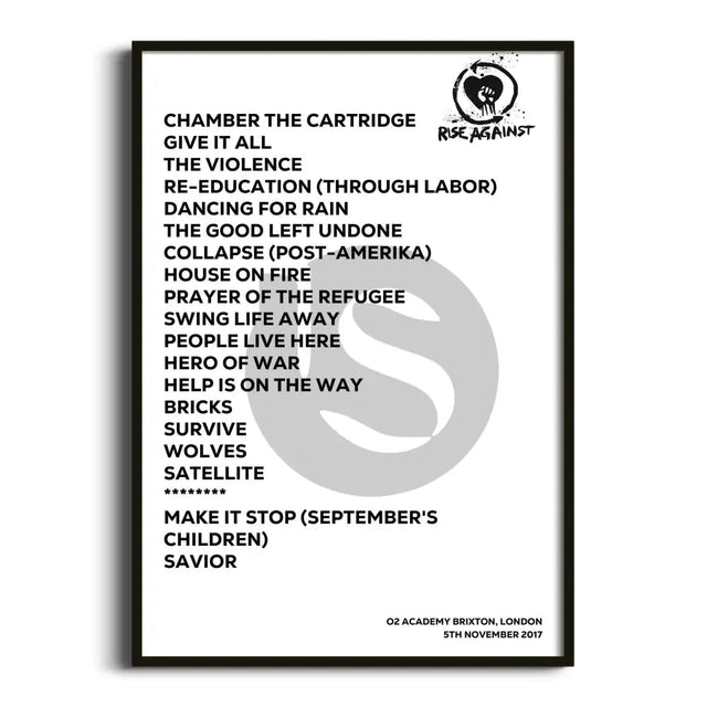 Rise Against London 5th November 2017 - Gig Setlist - Setlist