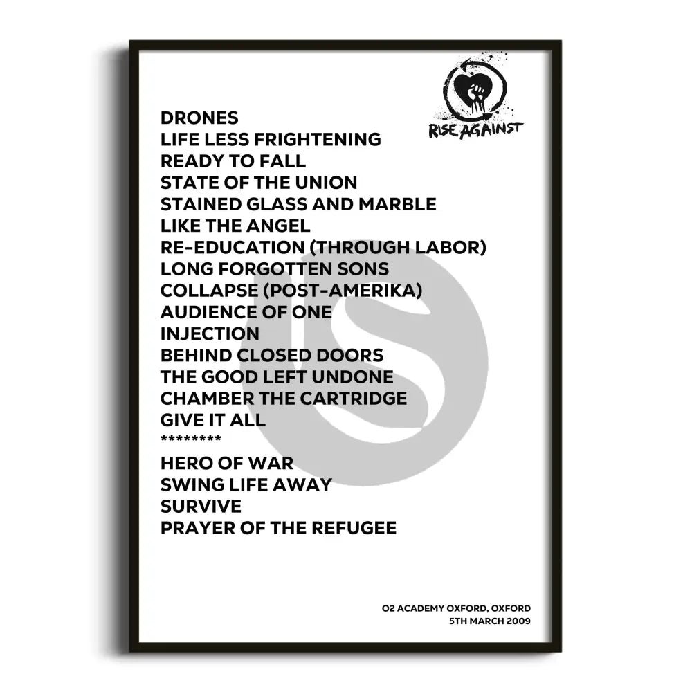 Rise Against Oxford 5th March 2009 - Gig Setlist - Setlist