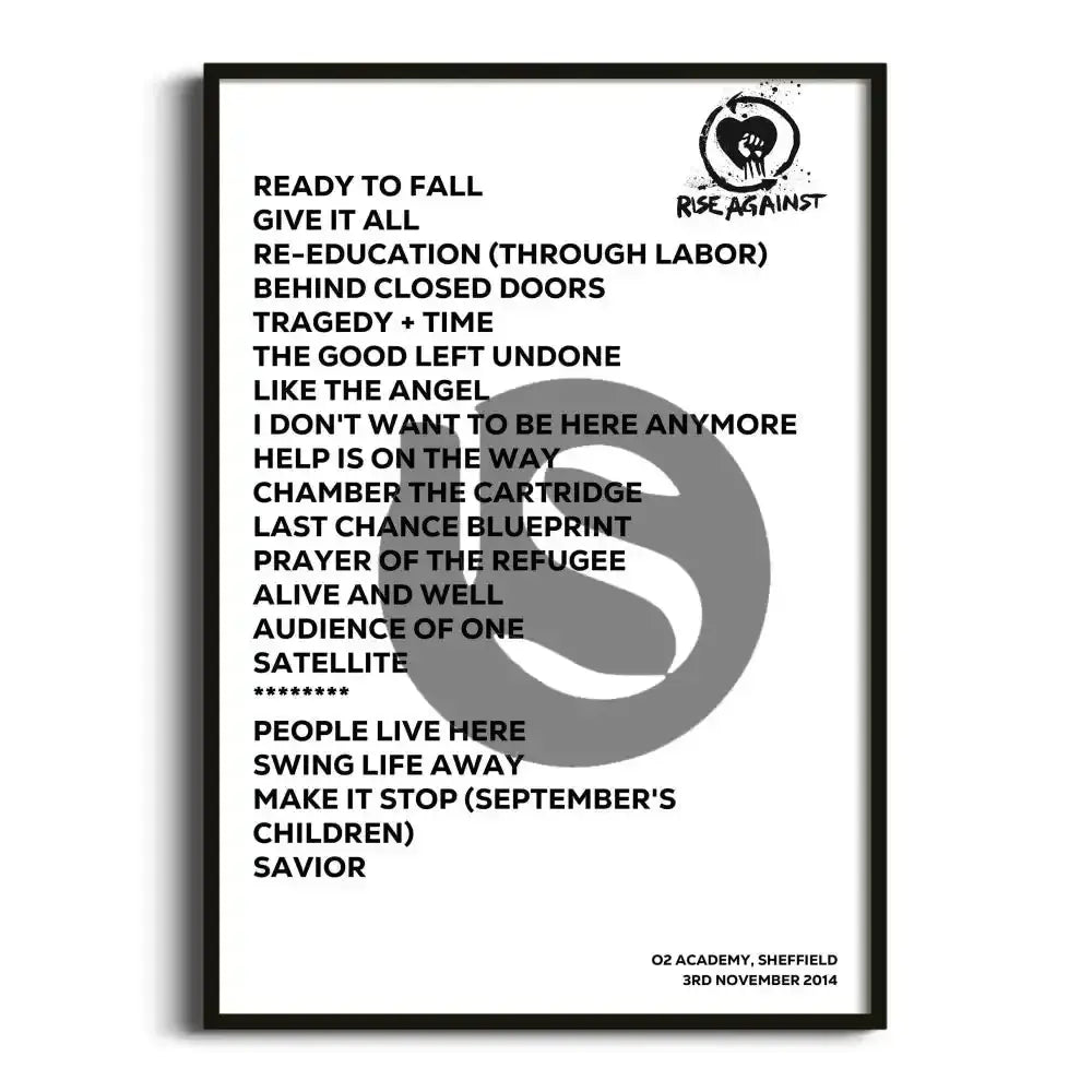 Rise Against Sheffield 3rd November 2014 - Gig Setlist - Setlist