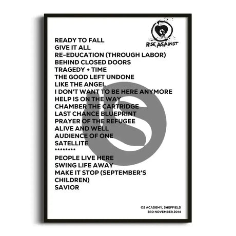 Rise Against Sheffield 3rd November 2014 - Gig Setlist - Setlist