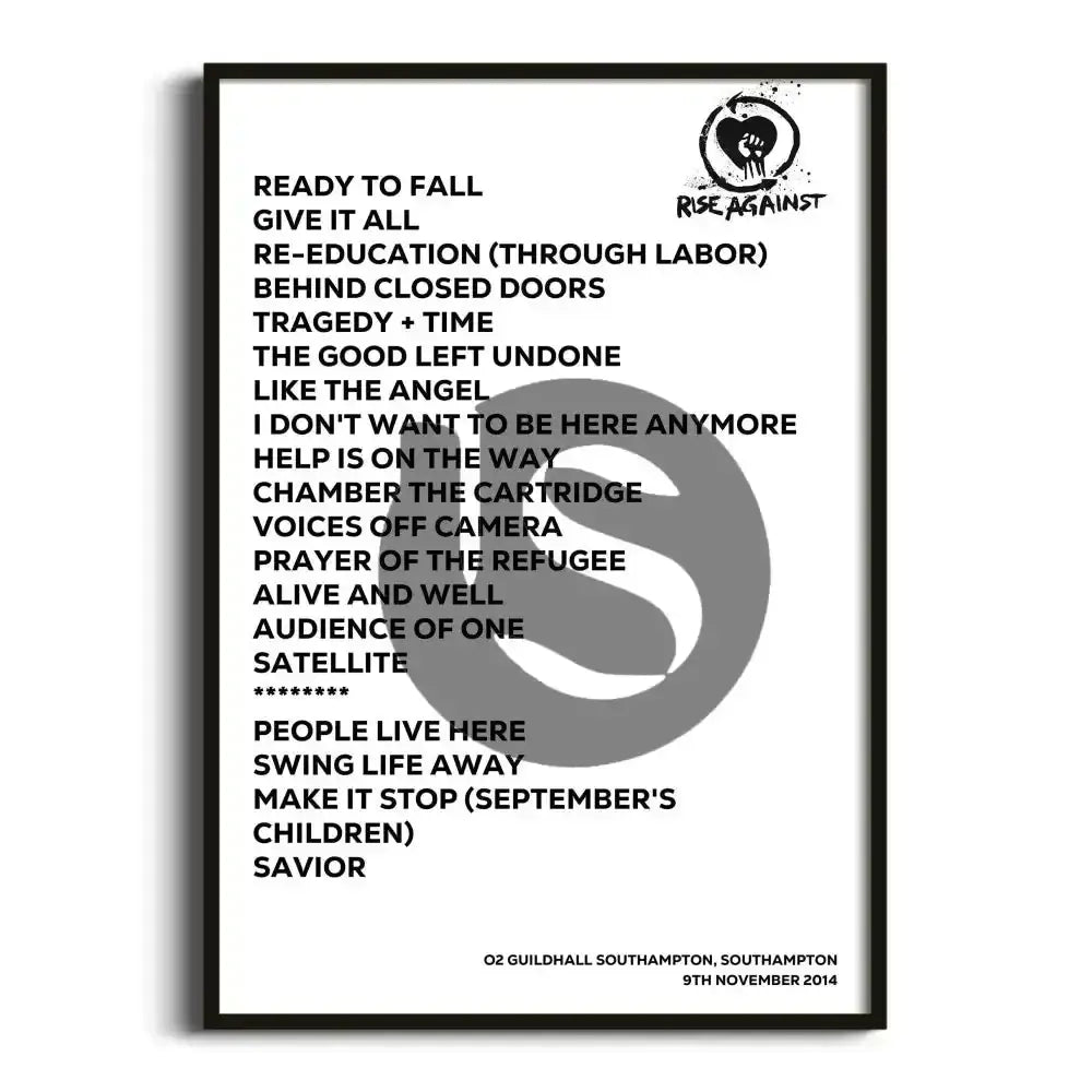 Rise Against Southampton 9th November 2014 - Gig Setlist - Setlist