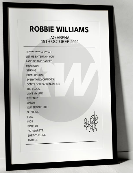 Robbie Williams 19th October 2022 AO Arena Manchester I Was There - Setlist